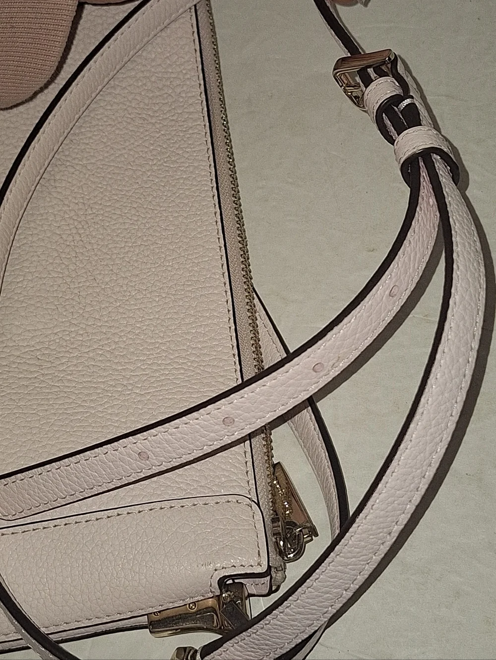 Kate Spade Lena Double Compartment Shimmer Pink Leather Crossbody Bag KH430